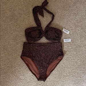 Old Navy Dark Brown Animal Print Bikini